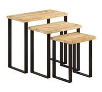vidaXL Tables gigognes 3 pcs avec bord vivant bois de manguier massif Marron