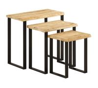 vidaXL Tables Gigognes 3 pcs avec Bord Vivant, Bout de Canapé avec Pied, Table d'Appoint, Meuble de Salon Salle de Séjour, 372762