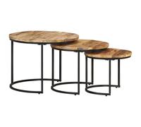 Vidaxl Tables Gigognes 3 Pcs Bois De Manguier Brut Marron