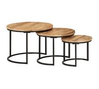 vidaXL Tables gigognes 3 pièces bois de manguier massif brut 353901 Marron
