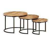 Vidaxl Tables Gigognes 3 Pcs Bois De Manguier Massif Brut Marron