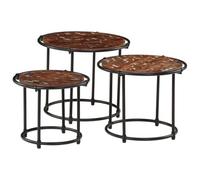vidaXL Tables gigognes 3 pcs bois massif de récupération Marron
