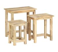 Bois Solide de Manguier Tables Gigognes 3 pcs Table d'Appoint Salon vidaXL