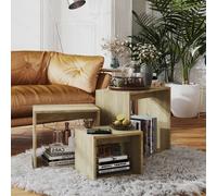 Vidaxl Tables Gigognes 3 Pcs Chêne Sonoma Aggloméré Multicolore