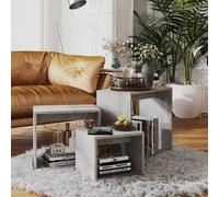 vidaXL Tables gigognes 3 pcs Gris béton Aggloméré