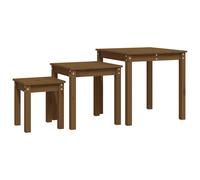 vidaXL Tables gigognes 3 pcs Marron miel Bois de pin massif