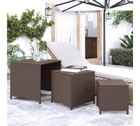 Vidaxl Tables Gigognes 3 Pcs Marron Résine Tressée Marron