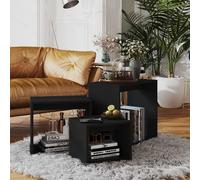 Vidaxl Tables Gigognes 3 Pcs Noir Aggloméré Noir