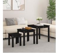 vidaXL Tables gigognes 3 pcs Noir Bois de pin massif 824977