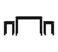 Vidaxl Tables Gigognes 3 Pcs Noir Bois De Pin Massif Marron