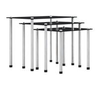 vidaXL Tables gigognes 3 pcs Noir Verre trempé