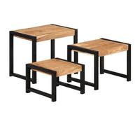 vidaXL Tables Gigognes 3 pcs Table d'Appoint Table Basse Table de Canapé Meuble de Salon Salle de Séjour Maison Intérieur Bois Solide