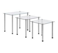 vidaXL Tables gigognes 3 pcs Transparent Verre trempé