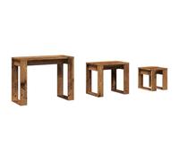 vidaXL Tables gigognes 3 pcs Vieux Bois Bois d'ingénierie, Support gigogne, Ensemble de Tables gigognes, Table Basse empilable, Table empilable