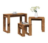 vidaXL Tables gigognes Vieux Bois (bois d'ingénierie) – Ensemble 3 pièces empilables