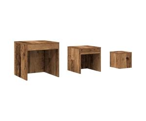 vidaXL Tables gigognes 3 pcs Vieux Bois Bois d'ingénierie, Support gigogne, Ensemble de Tables gigognes, Table Basse empilable, Table empilable
