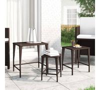 Vidaxl Tables Gigognes De Jardin 3 Pcs Marron Résine Tressée
