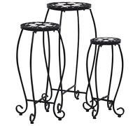 vidaXL Tables mosaïque 3 pièces céramique noir et blanc