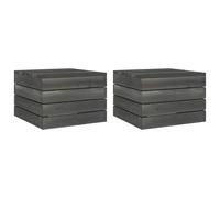 Vidaxl Tables Palette De Jardin 2 Pcs Bois De Pin Massif Gris Foncé Gris