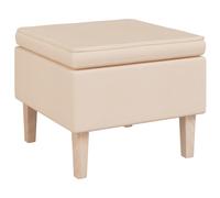 vidaXL Tabouret avec pieds en bois Crème Tissu
