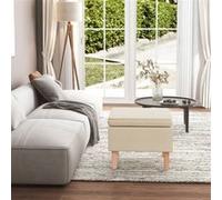 Vidaxl Tabouret Avec Pieds En Bois Crème Tissu Marron