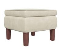 vidaXL Tabouret avec Pieds en Bois Crème Velours