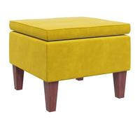 vidaXL Tabouret avec Pieds en Bois Jaune Velours