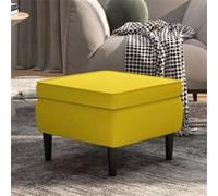 vidaXL Tabouret avec pieds en bois Jaune Velours329443 Jaune G
