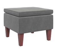 vidaXL Tabouret avec Pieds en Bois Siège Pouf Repose-Pied Tabouret de Canapé Salon Salle de Séjour Chambre à Coucher Intérieur Gris Foncé Velours