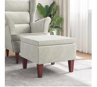 Tabouret avec pieds en bois Crème Velours Autre G