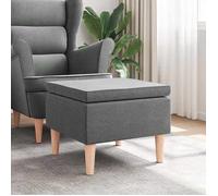Tabouret avec pieds en bois Gris foncé Tissu gris foncé G