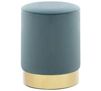 vidaXL Tabouret Repose-pied Velours Bleu clair et doré 28 x 36 cm