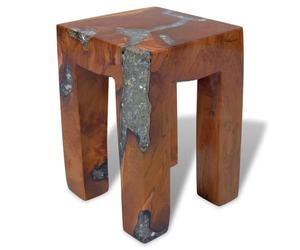 vidaXL Tabouret Bois de Teck Massif et résine