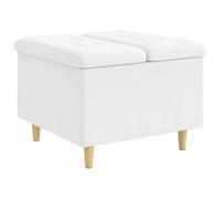 vidaXL Tabouret bouton avec coussin Blanc 60 x 60 x 45 cm Simili cuir
