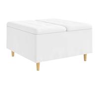 vidaXL Tabouret bouton avec coussin Blanc 80 x 80 x 45 cm Simili cuir
