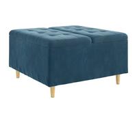 vidaXL Tabouret bouton avec coussin Bleu 80 x 80 x 45 cm Velours
