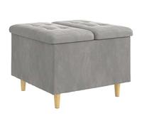 vidaXL Tabouret bouton avec coussin Gris clair 60 x 60 x 45 cm Velours