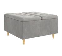 vidaXL Tabouret bouton avec coussin Gris clair 80 x 80 x 45 cm Velours