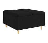 vidaXL Tabouret bouton avec coussin Noir 80 x 80 x 45 cm tissu