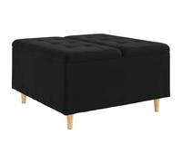 vidaXL Tabouret bouton avec coussin Noir 80 x 80 x 45 cm Velours