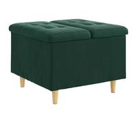 vidaXL Tabouret bouton avec coussin Vert foncé 60 x 60 x 45 cm Velours