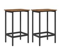 vidaXL Tabouret de Bar 2 pc Bois Ancien 40 x 32 x 74 cm, Chaise de Bar Moderne, rectangulaire avec Repose-Pieds, Cadre en Acier résistant, Solution de Seating stylée