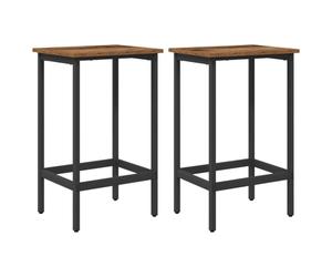vidaXL Tabouret de Bar 2 pc Bois Ancien 40 x 32 x 74 cm, Chaise de Bar Moderne, rectangulaire avec Repose-Pieds, Cadre en Acier résistant, Solution de Seating stylée
