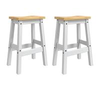 VidaXL Tabouret de bar 2 pcs Blanc et Cire de Miel 44 x 30 x 63 cm