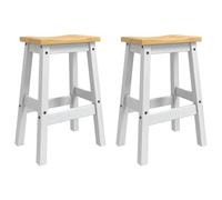vidaXL Tabouret de Bar 2 pcs Blanc et Cire de Miel 44 x 30 x 63 cm, Tabouret de Bar Urbain, Rangement Pratique, Design Rustique, Assise Moderne, en pin Massif, mobilier intérieur
