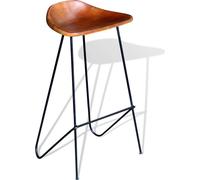 vidaXL Tabouret de bar 2 pcs. noir et brun cuir véritable