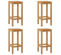 vidaXL Tabouret de bar 4 pcs Marron Bois de teck massif, Chaise bar rectangle moderne, tabouret en teck résistant aux intempéries, mobilier de jardin minimaliste