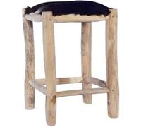 vidaXL Tabouret de bar Cuir de chèvre véritable et bois de teck massif 288810 Brun G
