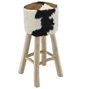 vidaXL Tabouret de Bar Cuir Véritable Teck Rond Bistrot Cuisine Chaise Haute