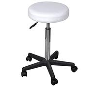 vidaXL Tabouret de bureau blanc à roulettes Maison